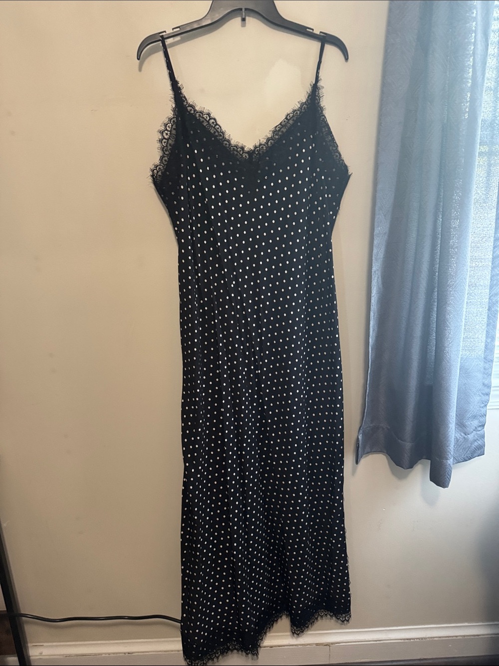 GAP Black & White Polka Dot Lace-Trim Slip Dress